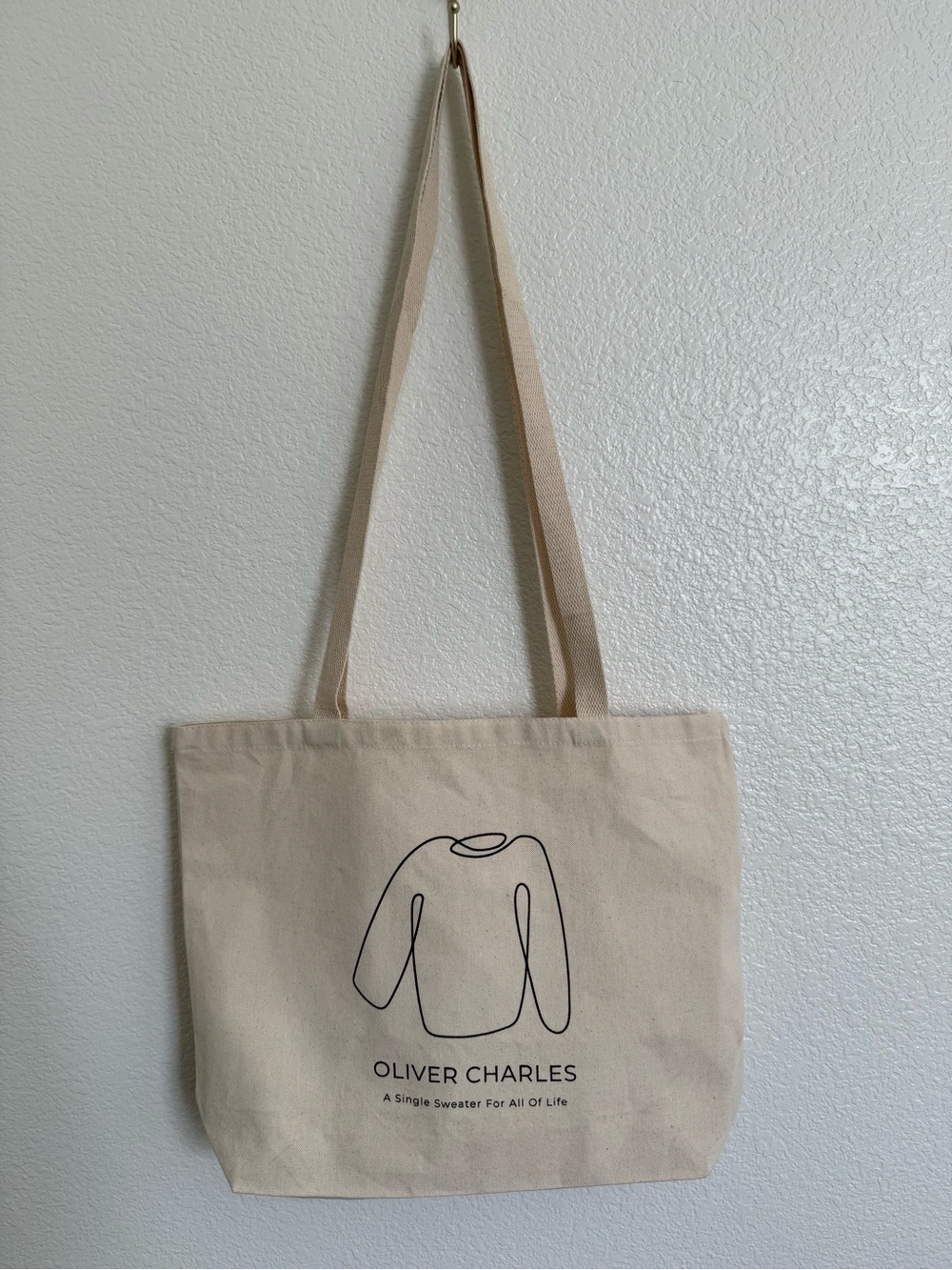 Cream Canvas Tote with Minimal Sweater Graphic